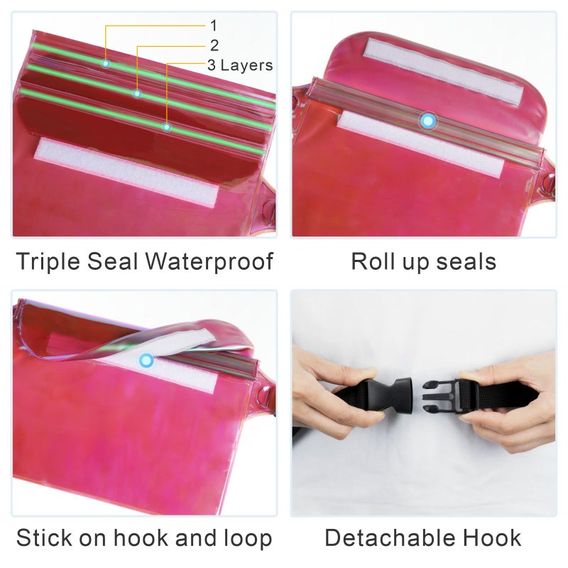 F-color Waterproof Fanny Pack - Waterproof Phone Pouch with Waist Strap - Cruise Essentials 2025 Must Haves Waterproof Pouch Dry Bag Keep Phone Valuables Safe for Beach Kayaking Boating Fishing - Image 4